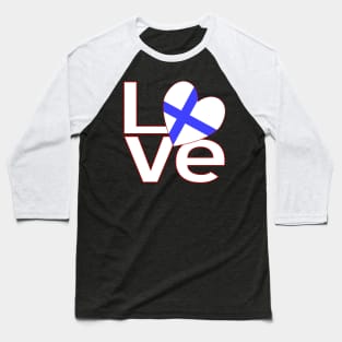 White Red Finnish LOVE Baseball T-Shirt